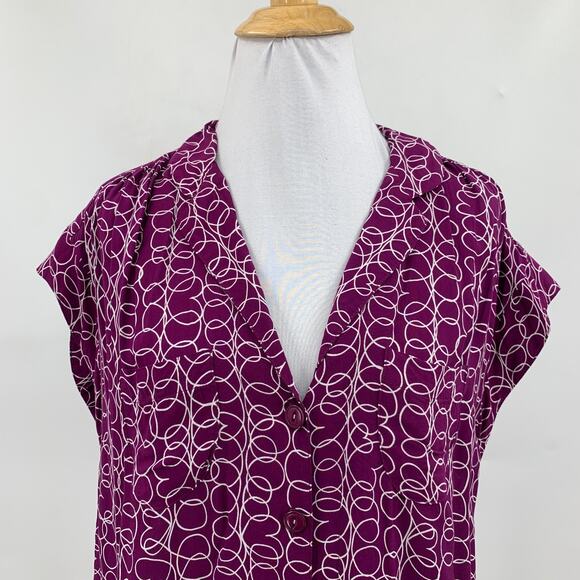 Maeve Blouse Womens S Small Raffine Cap Sleeve Button Front Pocket Curved Hem - Picture 3 of 13